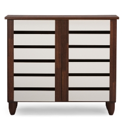 Baxton Studio Gisela Oak and White 2-tone Shoe Cabinet With 2 Doors